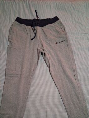Champion Light Gray Joggers with Dark Navy Waistband